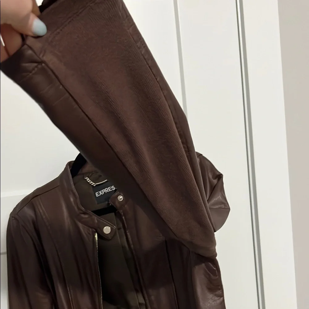 Express Women's Brown Faux-Leather jacket, size M - Picture 8 of 11